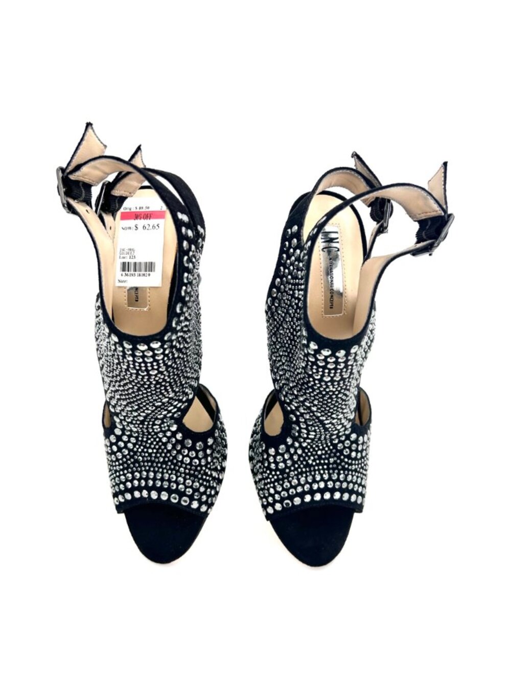 NWT INC INTERNATIONAL CONCEPTS GOLDEEZ SILVER RHINESTONE STUD HEELS - 7M - Picture 5 of 10